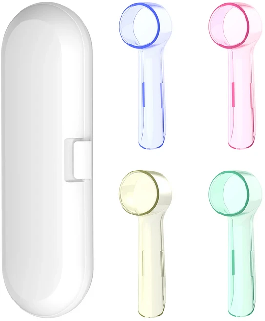 재사용 가능한 칫솔 여행 케이스 및 4개의 먼지 커버 오랄비 프로 1000 전동 호환, 04 White-4MC