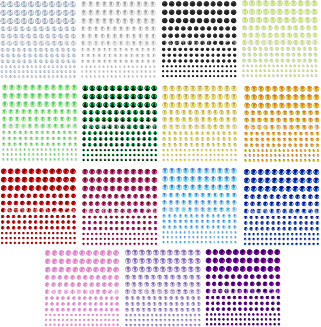 2475PCS 15색상 원형 보석 스티커, 1개, 혼합(S27028) 15장
