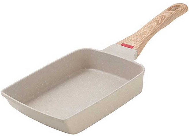 Qiaokao 화이트 계란말이 팬 + 건강한 그린 실리콘 뒤집개, 1개, 19cm