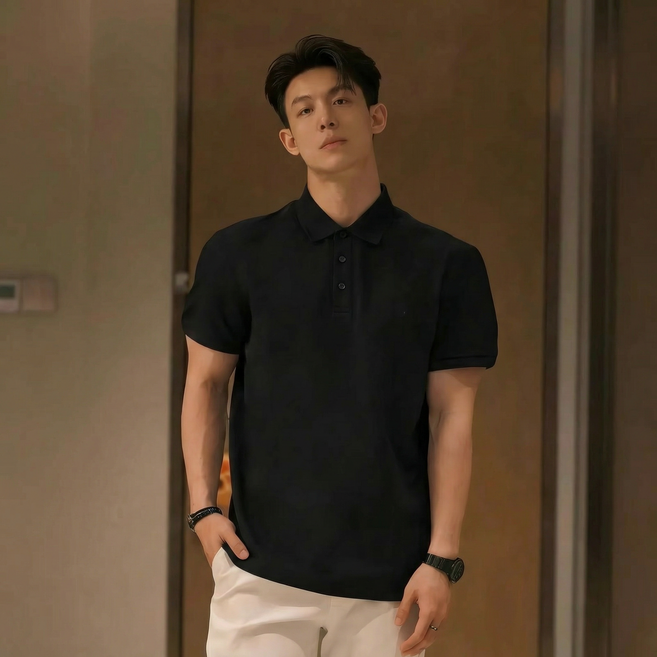 남성 여름 쫀쫀한 면스판 카라 반팔 티셔츠 편안한 데일리 카라티