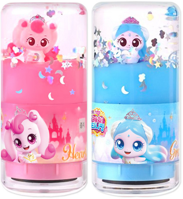 프린세스 캐치티니핑 워터볼 토이스탬프 2종 세트, 1세트, 하츄+사뿐