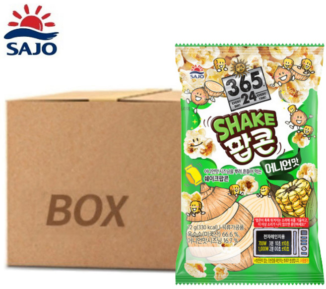 사조 SHAKE 팝콘 어니언맛, 72g, 48개