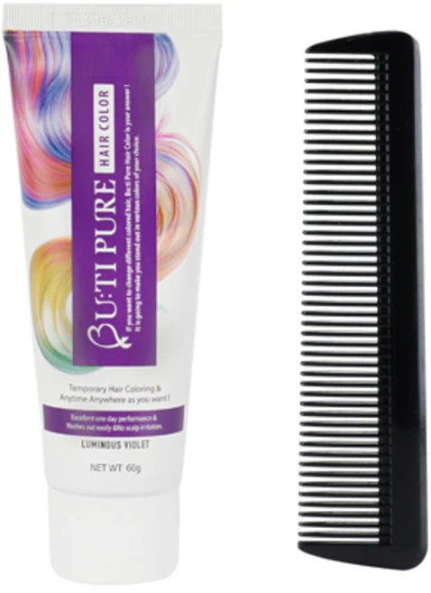 [뷰티퓨어] 헤어컬러트리트먼트 손으로 바르는 안전한 하루염색약 60g+빗포함, 1개, Luminous Violet - 쿠팡
