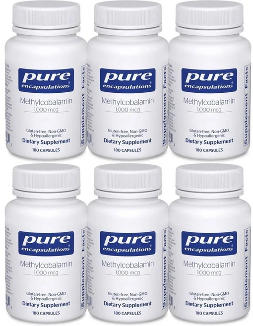 퓨어 인캡슐레이션스 메틸코발라민 1000mcg 비타민 B12 캡슐, 180정, 6개 - 쿠팡
