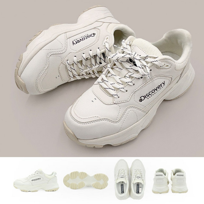 [백화점]디스커버리 운동화 조거플렉스 베이지 여성 남성 스니커즈+파우치