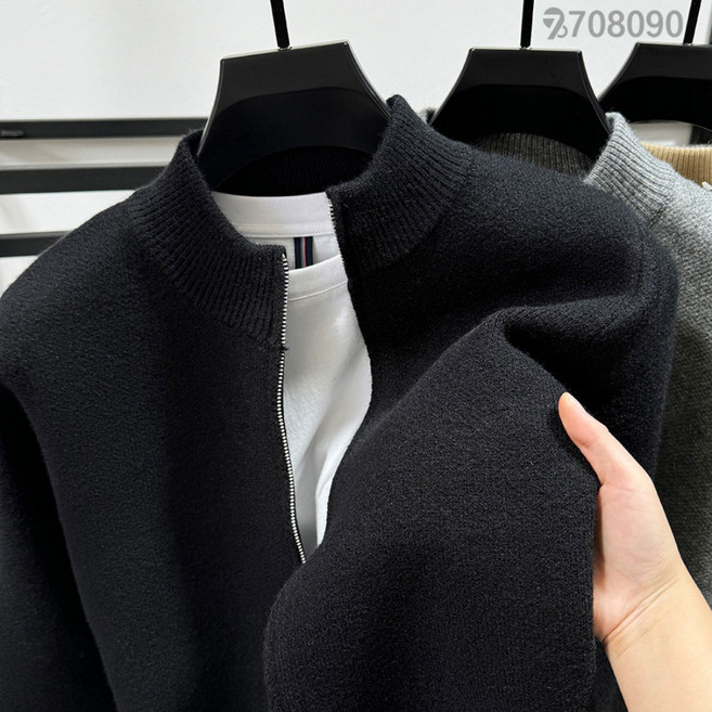 708090 남성 빅사이즈 집업 니트 스웨터