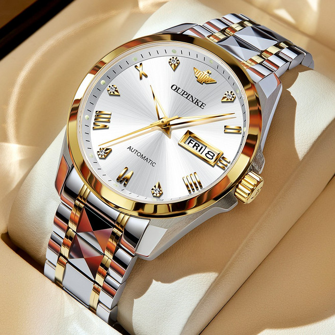 OUPINKE 남성 시계 정품 자동 기계식 오토매틱 럭셔리 명품 워터프루프 야광 메탈시계