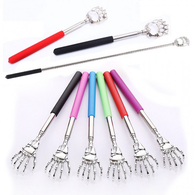 스테인리스 안테나 길이조절 효자손 등긁개 접이식 해골 손가락 곰발바닥 휴대용 미니 여행용, 곰발바닥 색상랜덤, 곰발바닥 색상랜덤