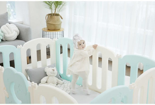 구름 워터 베이비룸 안전문 유아 아기 안전가드 울타리 8P, 민트