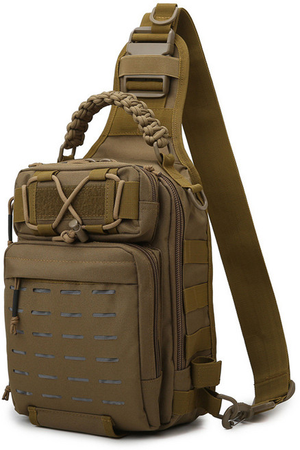 Neirny 남자 전술 낚시 숄더 크로스백 여행 캠핑 야외 밀리터리 택티컬 낚시 보조 군인 가방 루어가방 슬링백, 브라운