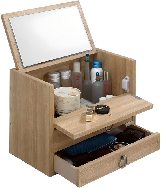 프리메이드 미니 화장대 좌식화장대, 화장대 서랍함(오크)