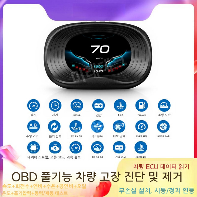 2025년형 신형 HUD 다기능 헤드업 디스플레이 OBD LCD 고화질, P20 플래그십 LCD