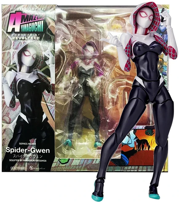 쿠쿠스토어 어메이징 야마구치 스파이더맨 그웬 스테이시 액션 피규어 PVC 모델 맨 버스 마일즈 모랄레스, 04 Gwen with box