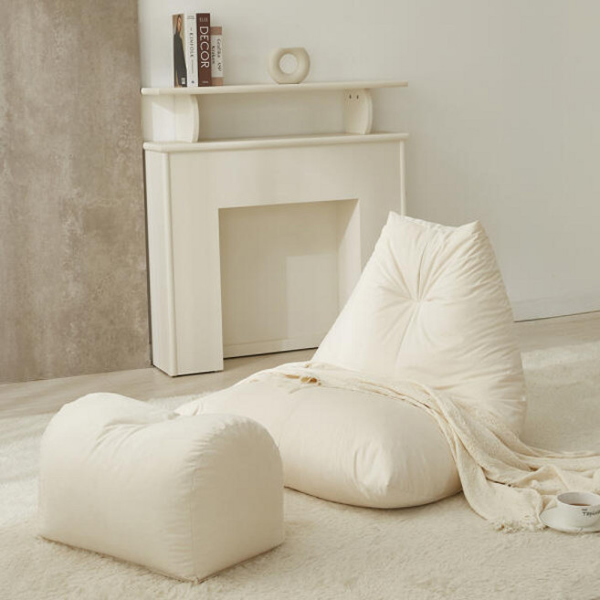 아트박스/보니타빈백 대형 파우치 SP202 스웨이드 빈백소파풋스툴세트, 코랄+풋스툴