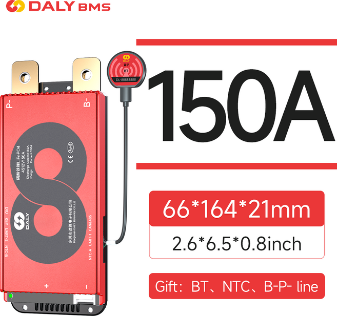 DALY 스마트 BMS 리튬 배터리용 캔버스 Lifepo4 4S 7S 8S 16S 20S 24S 이온 3S 40A 60A 100A 150A 200A 250A 500A, [05] LiFepo4 8S 24V BMS, [06] 150A BMS M-series, 1개