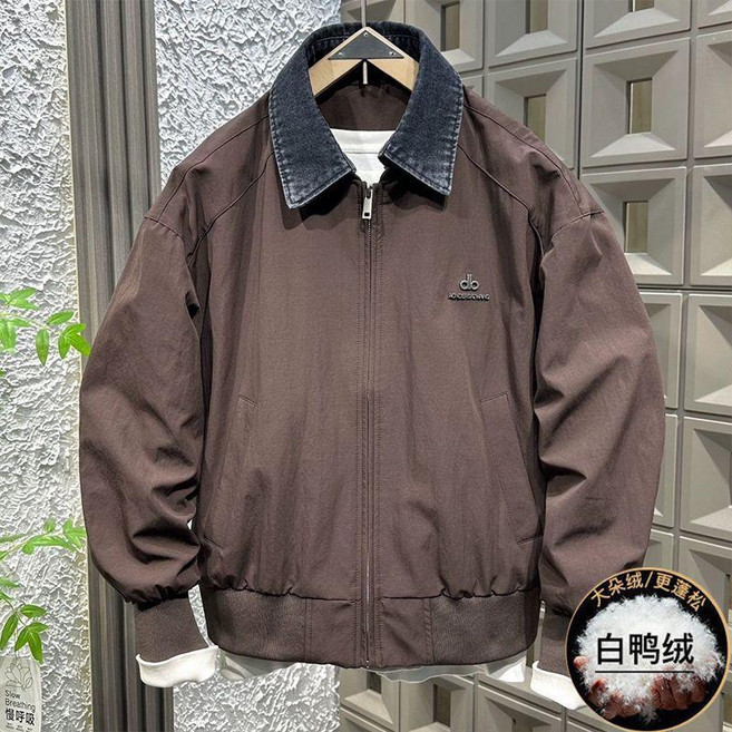 男士冬季夾克外套 牛仔拼接設計 加厚保暖羽絨服