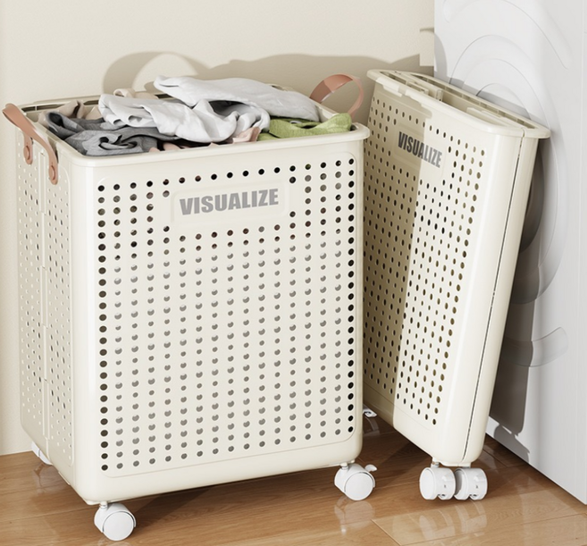 라이복 이동식 수납 접이식 빨래 바구니, 화이트대형