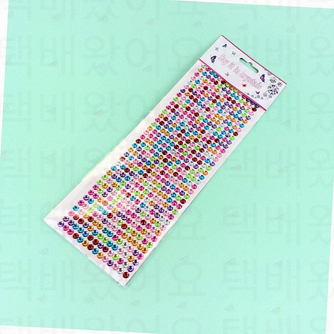 큐빅 비즈 스티커 대용량 504pcs 1장 컬러 반짝이 쥬얼리 보석 테이프 다꾸 탑꾸 폴꾸 데코, 혼합1P