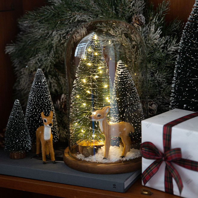 비에메종 LED 크리스마스트리 유리돔 세트 아기사슴 (무선 리모컨), 1개