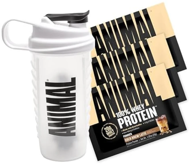 애니멀 100% 유청 단백질 파우더 샘플 & 740ml BP Animal 100% Whey Protein Powder Samples & 25oz BPA Free Shaker Bot, 1개 - 쿠팡