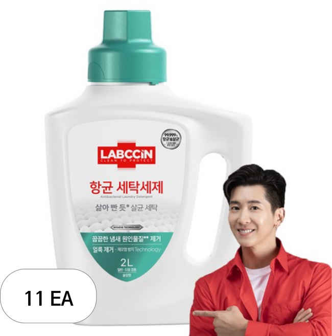 랩신 항균 세탁세제 솔잎향 본품, 2L, 11개
