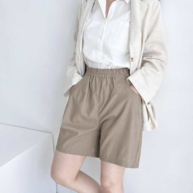 아르바니 하요 여자 린넨 밴딩반바지 냉장고 4부 운동 여성 팬츠 가죽 정장 치노 청 5부 카고 여름