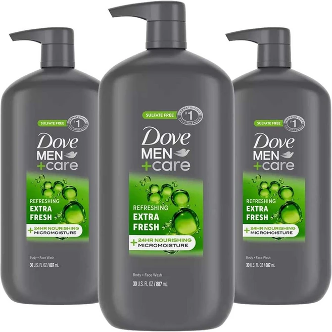 도브 멘 + 케어 엑스트라 프레시 바디 페이스 워시, 3개, 887ml - 쿠팡
