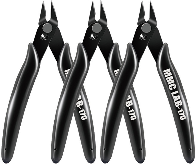 MMC 정밀 만능 니퍼 공구 125mm 플라스틱 철사 전선 컷팅 공예 DIY 모델링 프라모델 조립 수공구 전자 절단 작업 다용도, 3개, 블랙