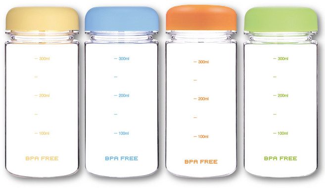 위드 국산 눈금물병 트라이탄 마이보틀 컬러캡 4종 혼합 4p세트 350ml (오렌지 옐로 블루 그린)