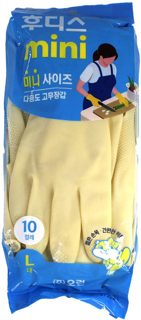 후디스 미니 다용도 고무장갑 화이트 10켤레 L 짧은목, 1개, 대(L), 아이보리