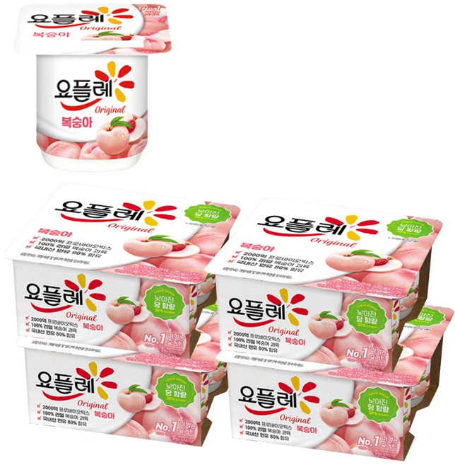 빙그레 요플레 복숭아, 85g, 16입