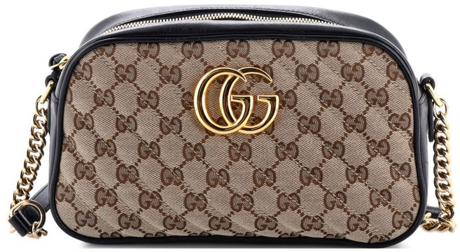 구찌 중고 GG 마몽 숄더 백 사선 퀼팅 GG 캔버스 레더 스몰 크로스 백