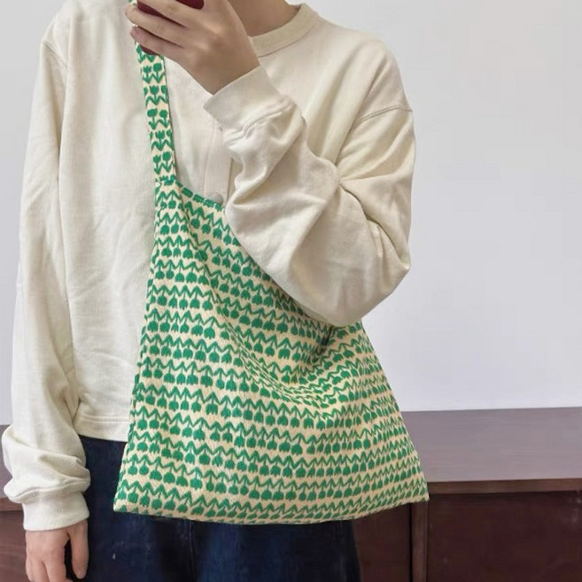 에쥬아 에코백 데일리 캔버스 가방 플라워 숄더 토트백