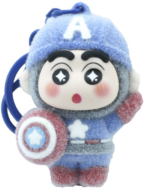 짱구COS배트맨 피규어 키홀더 인테리어 장식품 짱구키링 귀여운 캐릭터 장난감 P621, 1개, 캡틴 아메리카