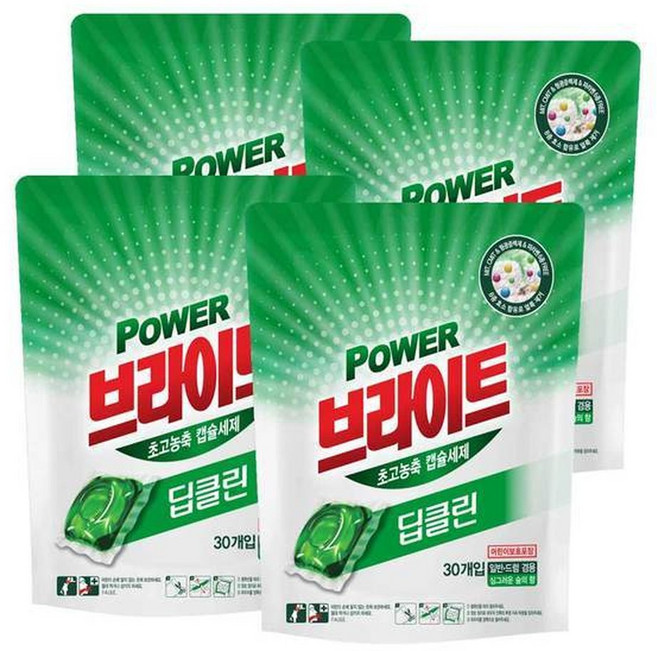 무궁화 파워 브라이트 딥클린 초고농축 캡슐세제 30입(숲향) x 4개, 30개입, 4박스