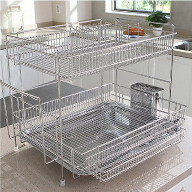 특대형 스텐 2단 식기건조대 주방정리 필수템 싱크대선반, 1개