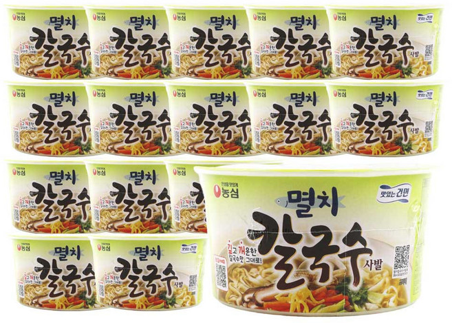 농심 멸치칼국수 사발 75g, 16개