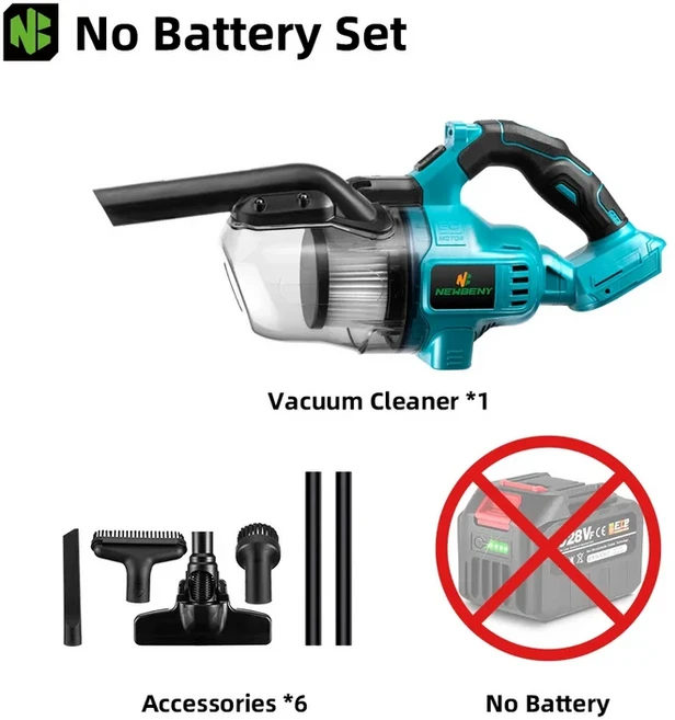 NEWBENY 전기 진공 청소기 무선 휴대용 효율적인 가정용 산업 건설 Makita 호환 배터리 핀 클린 도구, 01 Without Battery