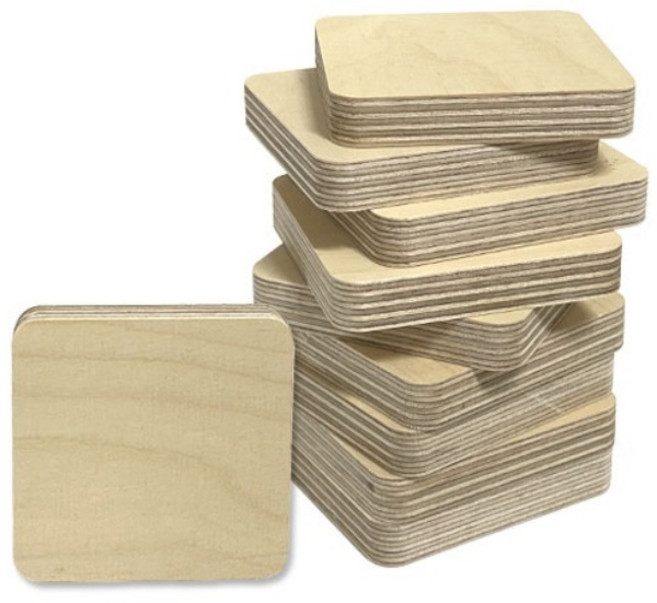 나무판 반제품 목재자투리 공예 스트링아트 재료 DIY 컵받침, 사각형(10개입)