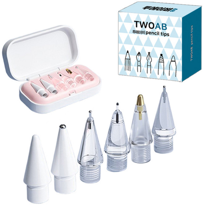 투에이비 애플 펜슬 호환 교체용 펜촉 SET, 화이트, 1세트