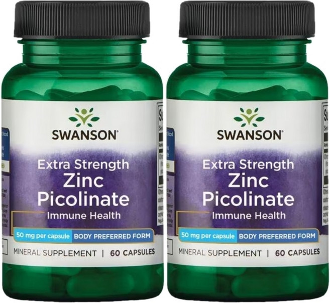 스완슨 아연 피콜리네이트 50mg, 2팩, 60정, 60정