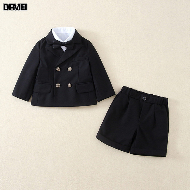 DFMEI 花童男童禮服套裝寶寶週歲兒童西裝男寶寶生日風小男孩小西服