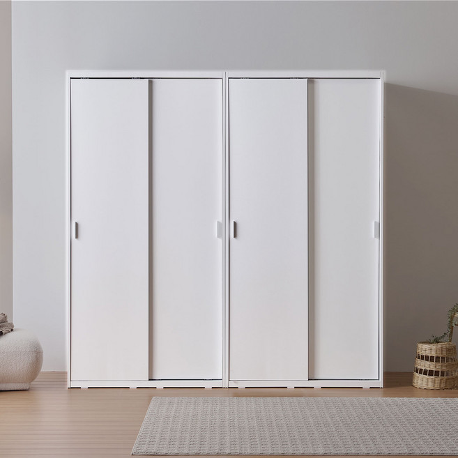 라자가구 위드 빅 2000 슬라이딩 옷장세트 jy395, 화이트화이트