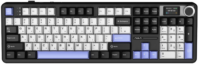 AULA 펀키스 유무선 독거미 한글 기계식 키보드, 오로라 블랙, F108Pro, LEOBOG 저소음솜사탕축