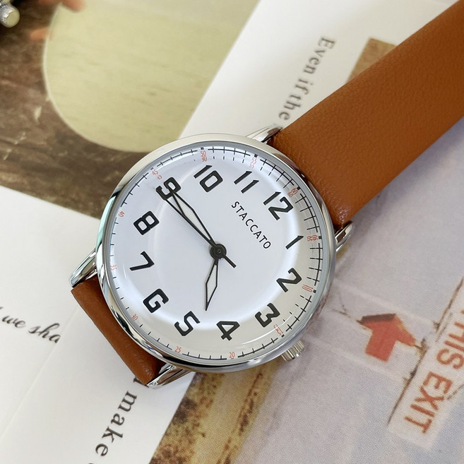 (행사) 1234 여자 가죽밴드 시계 숫자 기본 부드러운 착용감 수능