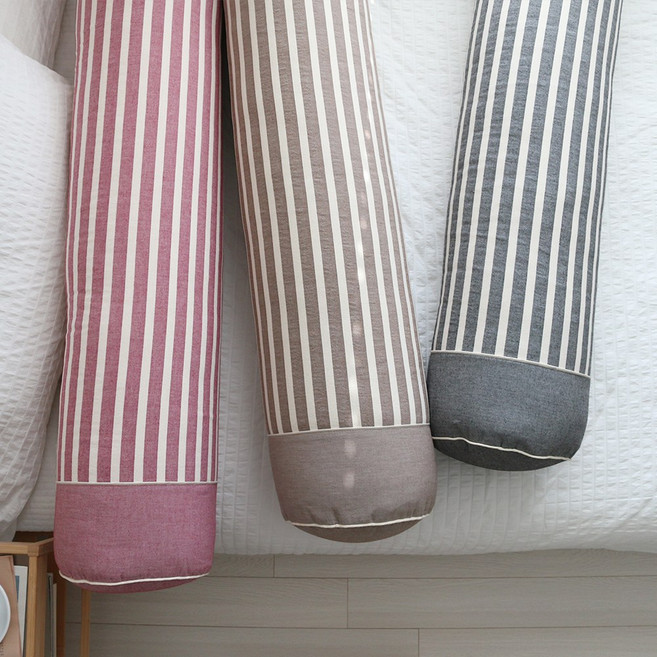 [데코벨] 선염 멜란지 스트라이프 바디필로우 커버, 브라운(솜 추가)