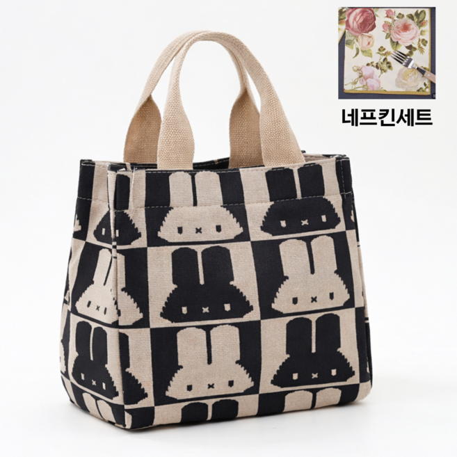 제이두두 캔버스 미니 에코백 도시락가방 손가방 다용도 보조가방 JE-02