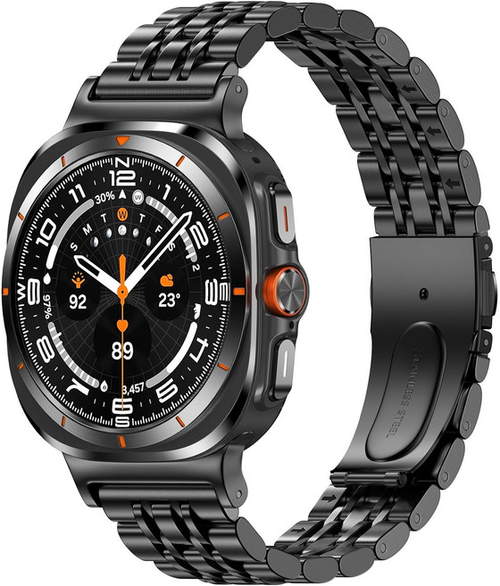 갤럭시워치7 울트라 갤럭시 워치 8 스테인리스 스틸 메탈 스트랩 47mm 밴드, 1개, 라이트 블랙 갤럭시워치7 울트라