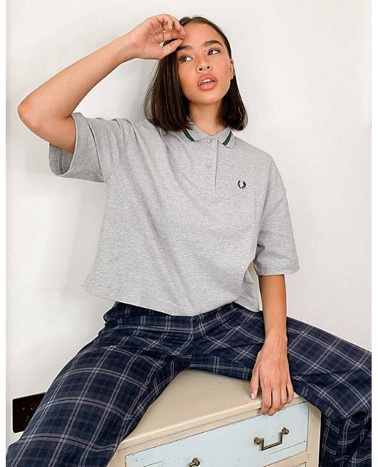 Fred Perry Oversized 落肩 刺繡POLO衫 短袖, US8