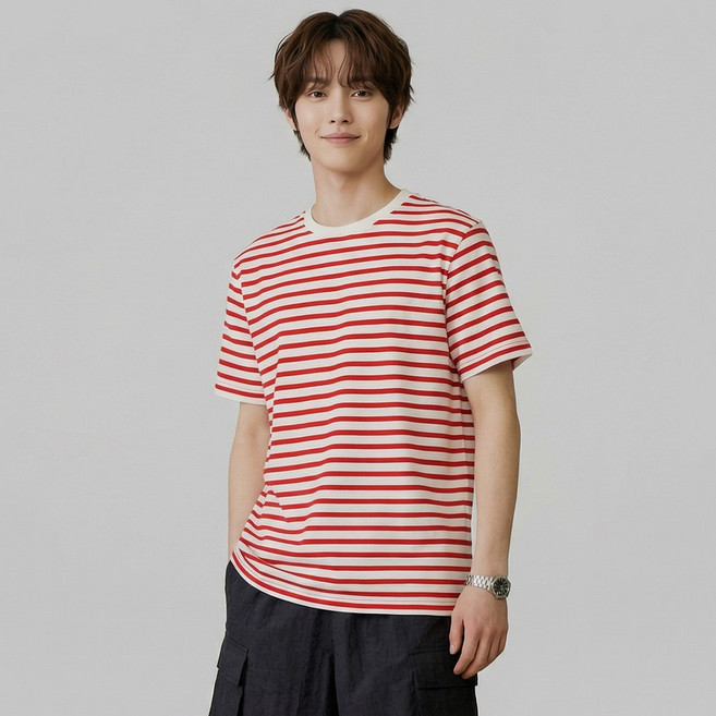 남여공용 베이직 스트라이프 줄무늬 반팔 티셔츠 5color